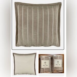 New never used pair of Laurenza Rose Tree Euro shams linen color 26” x 26” $150